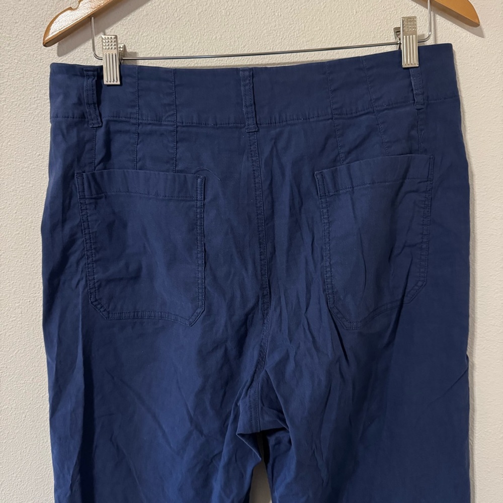 Anthropologie Maeve The Colette Magic Fabric Crop Wide-Leg Pants Blue Night-33 - Picture 6 of 10